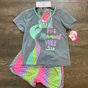 NWT Girls XL Sleepwear Set Mermaid w/ sleep mask